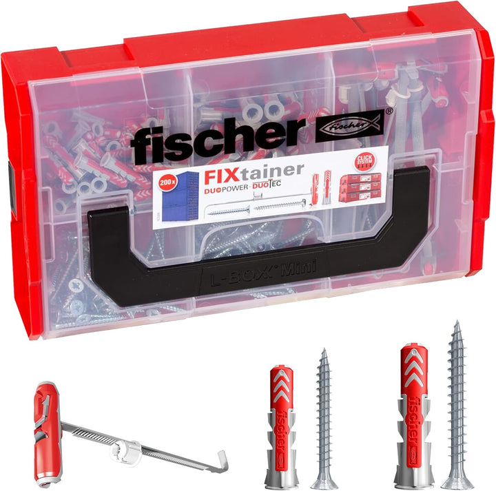 fischer 541106 FIXtainer - Die Power- und Schlauer-Box, Dübelset DUOPOWER und DUOTEC, Universaldübel
