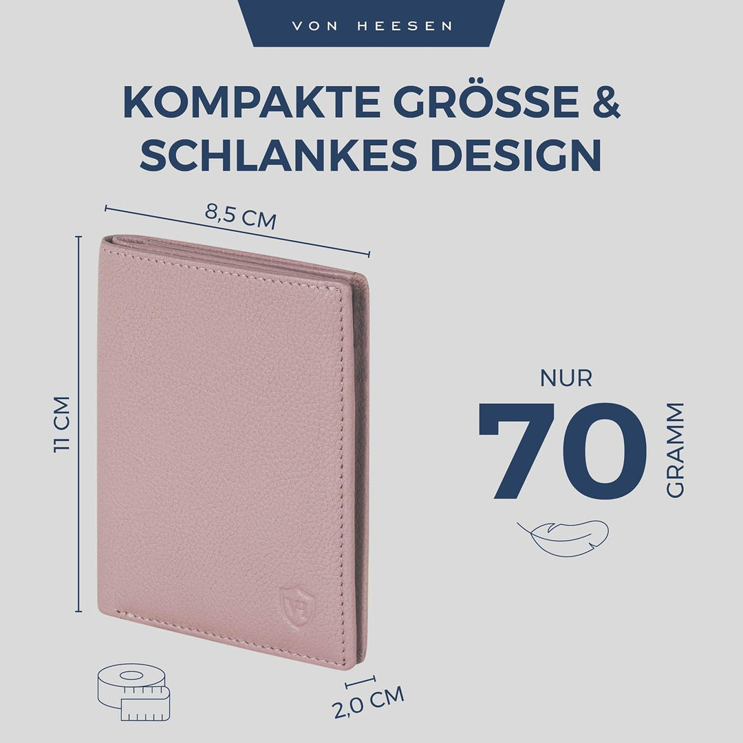VON HEESEN® Leder Geldbörse Herren mit Münzfach &amp; RFID Schutz I Echtleder Geldbeutel für Männer &amp; Da