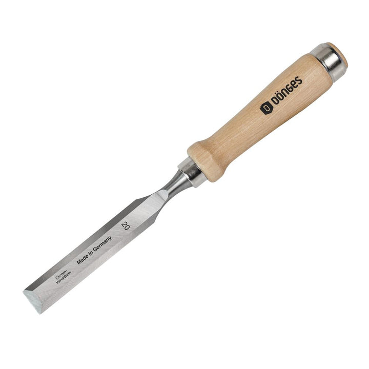 Dönges Stechbeitel 20 mm, mit Holzheft aus Weissbuche, mit Seitenfase | Made in Germany | Stecheisen