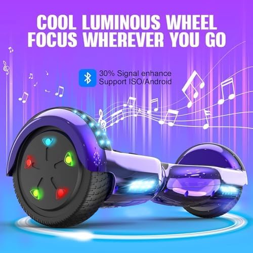 GeekMe Hoverboards für Kinder, 16,5 cm, Hoverboards mit Bluetooth-Lautsprecher, schöne LED-Lichter,