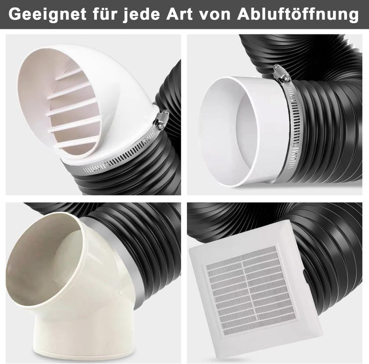 Alu Flexrohr Abluftschlauch 2M PVC Klimagerät Klimaanlage Wäschetrockner Abzugshaube Schwarz