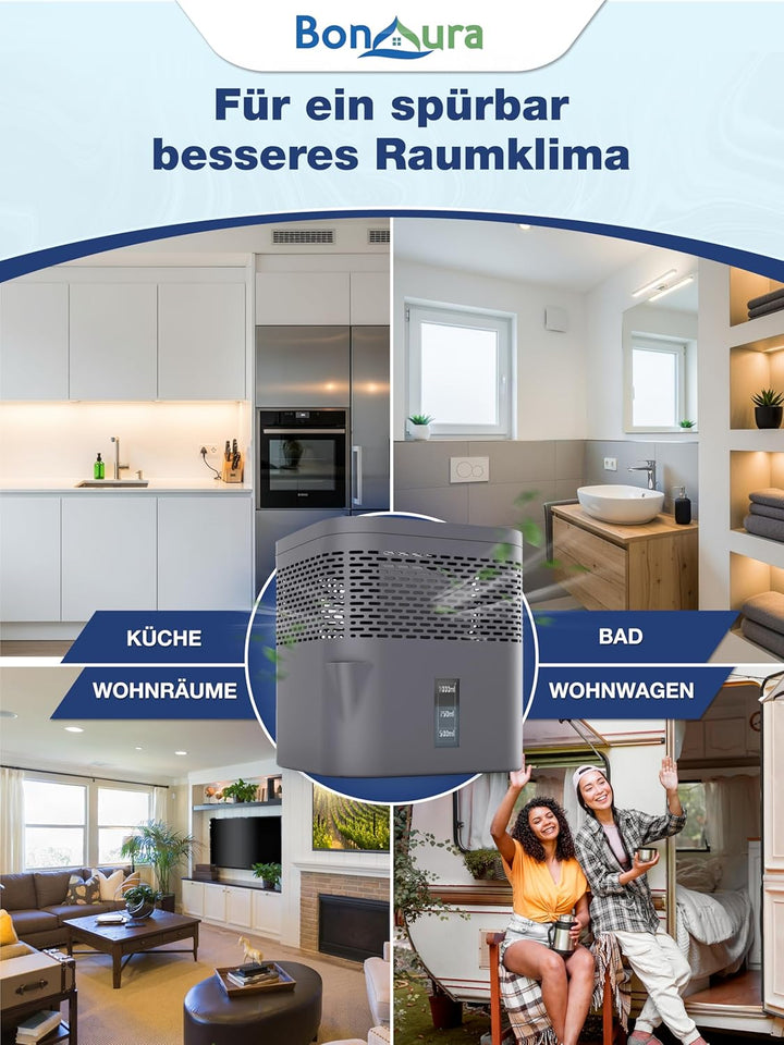 BonAura® Luftentfeuchter ohne Strom - Raumentfeuchter für Keller, Bad uvm. - 450g Luftenfeuchter Nac
