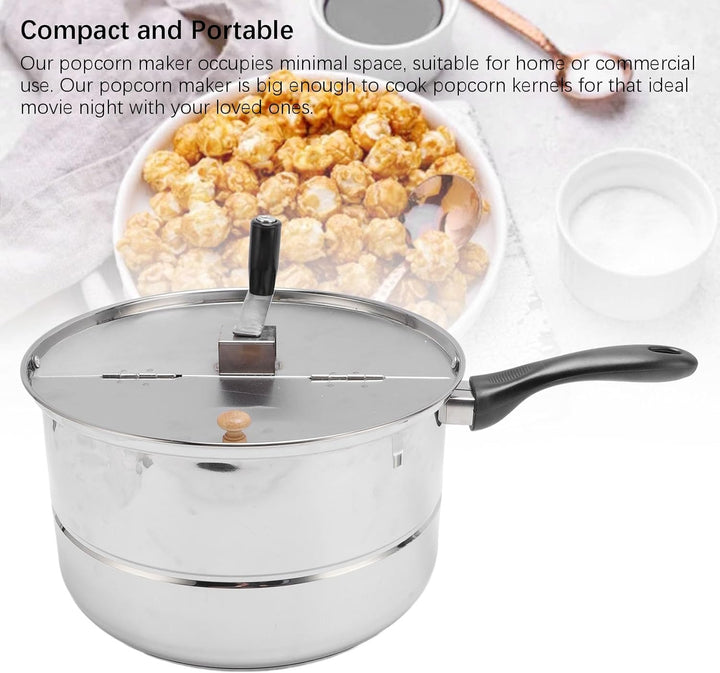 Generic Popcorn-Topf mit Handkurbel, Edelstahl-Popcorn-Popper, Einfach zu Bedienende, Hausgemachte -