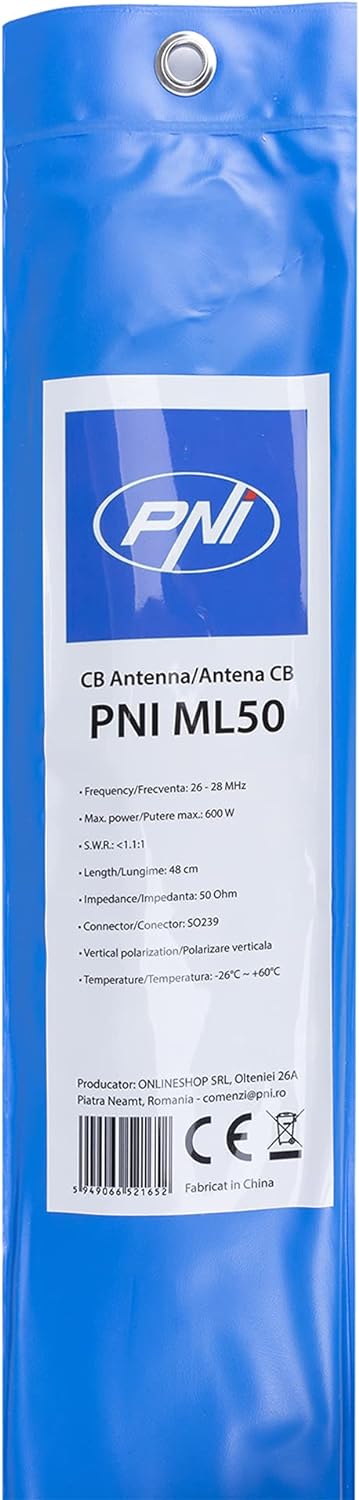 CB PNI ML50 Antenne, Länge 48cm, 26-28MHz, 600W mit RG58 Anschlusskabel 3,5 Meter, ohne PL259 Stecke