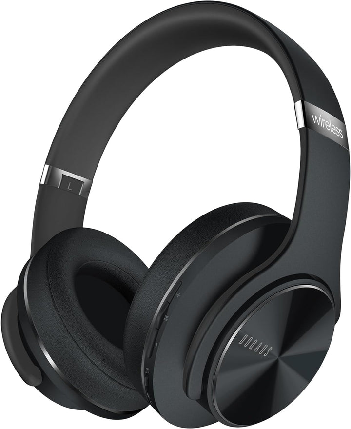 DOQAUS Bluetooth Kopfhörer Over Ear, [Bis zu 90 Std] Kopfhörer Kabellos mit 3 EQ-Modi, Dual 40mm Tre