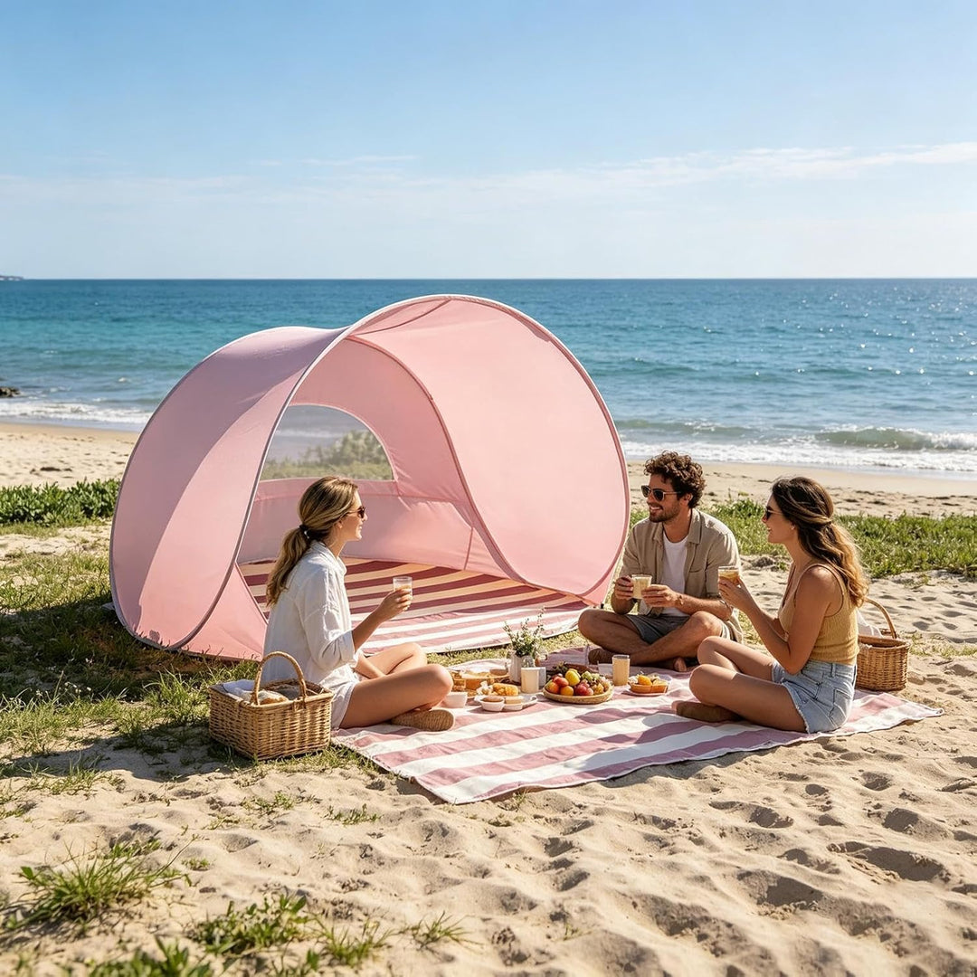Strandzelt Pop-Up Zelts UV 50+, Schnell Aufbaubar, Nie Wieder Sonnenbrand, Sofortiger UV-Schutz Ultr