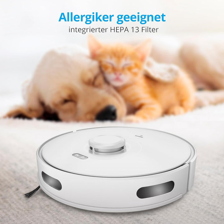 MEDION Saugroboter mit Lasernavigation und Wischfunktion X10 SW (Starke 2.700Pa Saugkraft, 2in1 Robo