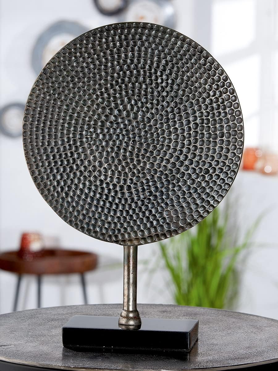Casablanca modernes Design GILDE Deko Objekt Skulptur Rund - Deko Wohnzimmer Büro - Farbe: Silber -