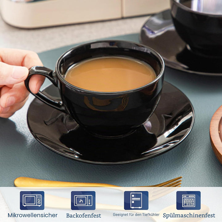 LOVECASA, Serie Sweet, Kaffee-Teeservice aus Porzellan für 6 Personen, Cappuccinotasse 230 ml + Unte