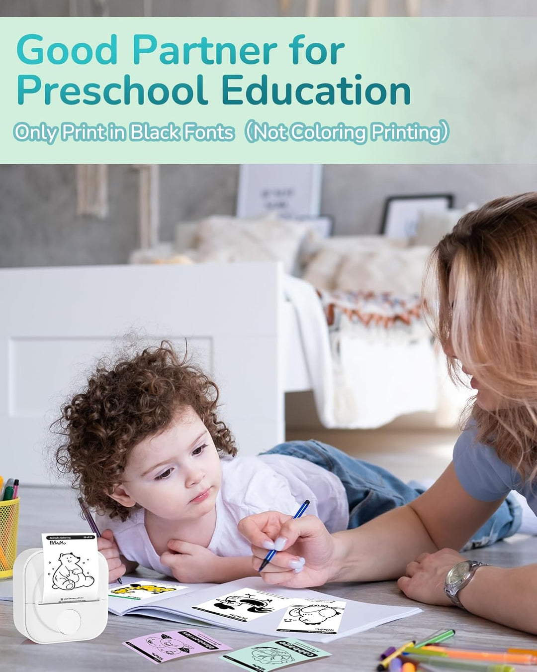 Itari Q02 Mini Drucker- Facelifting T02 Thermodrucker zum Lernen, Etikettendrucker für Notizen, Tage