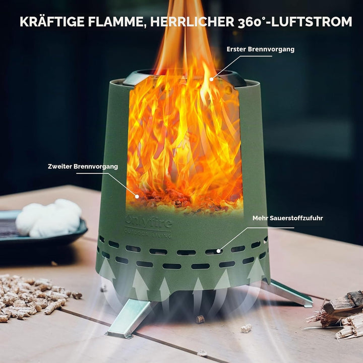 Onlyfire Raucharmer Mini Tischkamin, Tragbar Tischfeuer mit Tragetasche, Kamin Deko für Garten, Terr