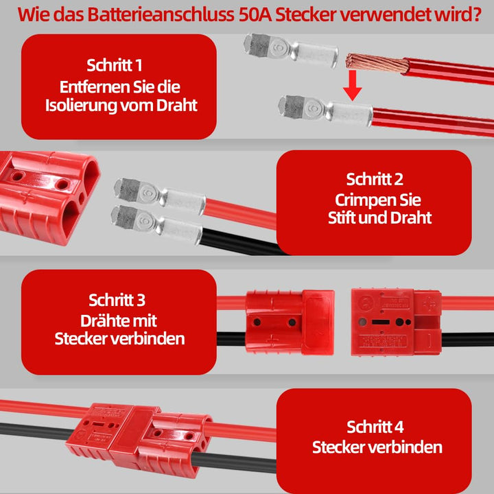 12 Stück Anderson Stecker 50A 600V, Batterie Schnelltrennstecker, Hochstromstecker 50A für Auto, Woh