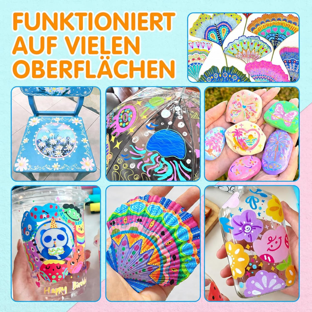 Efimeso 72 Farben Acrylstifte für Steine Wasserfest,Pinselmalstifte auf Wasserbasis Acrylic Paint Ma