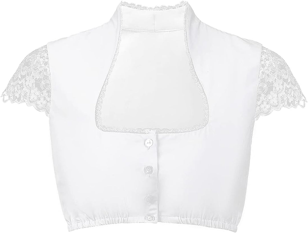 Kelliar Dirndlbluse Damen Trachtenbluse Creme Dirndl Bluse für Bavarian Oktoberfest 34 Creme-31, 34