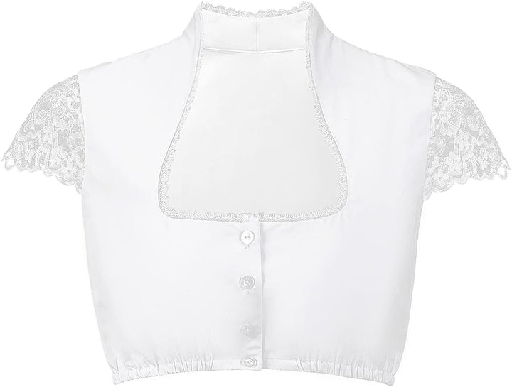 Kelliar Dirndlbluse Damen Trachtenbluse Creme Dirndl Bluse für Bavarian Oktoberfest 34 Creme-31, 34