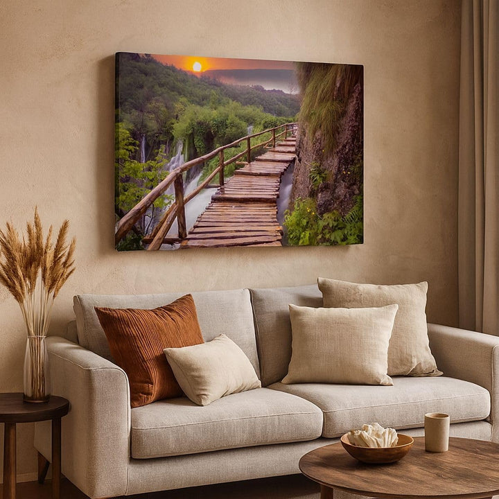 Bilder auf Leinwand 100x70cm Leinwandbild mit Rahmen Park Natur Wasser Gross Wanddeko Bild Schlafzim