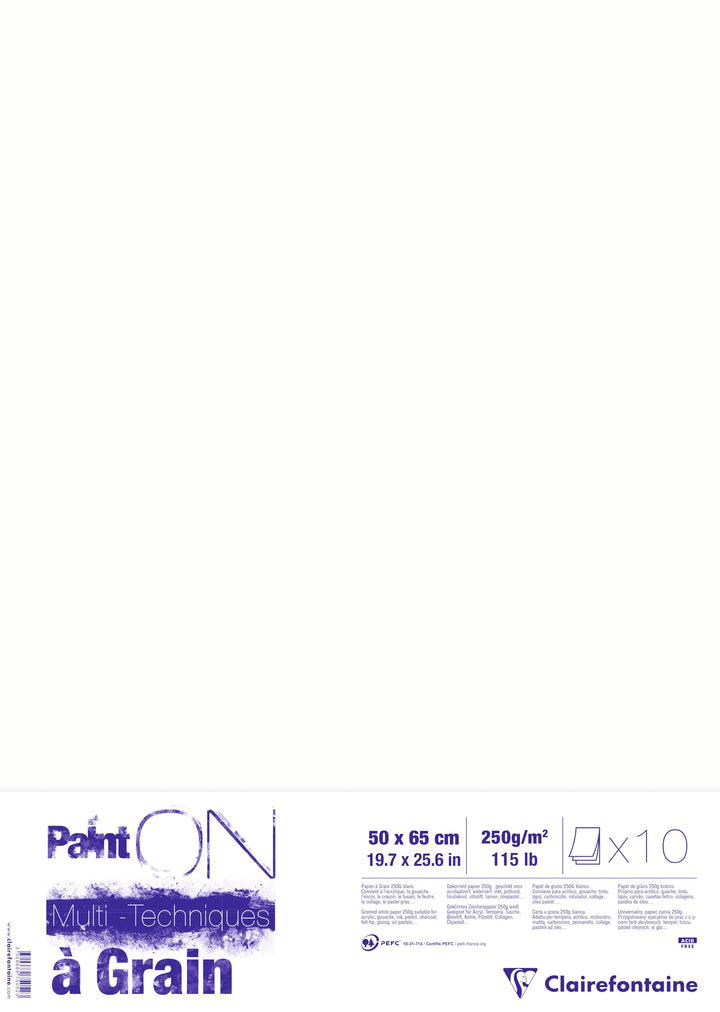 Clairefontaine 975052C PaintOn Mappe (mit 10 Bögen, 2 Körnungen, 250 g, hochqualitativ, 50 x 65 cm,