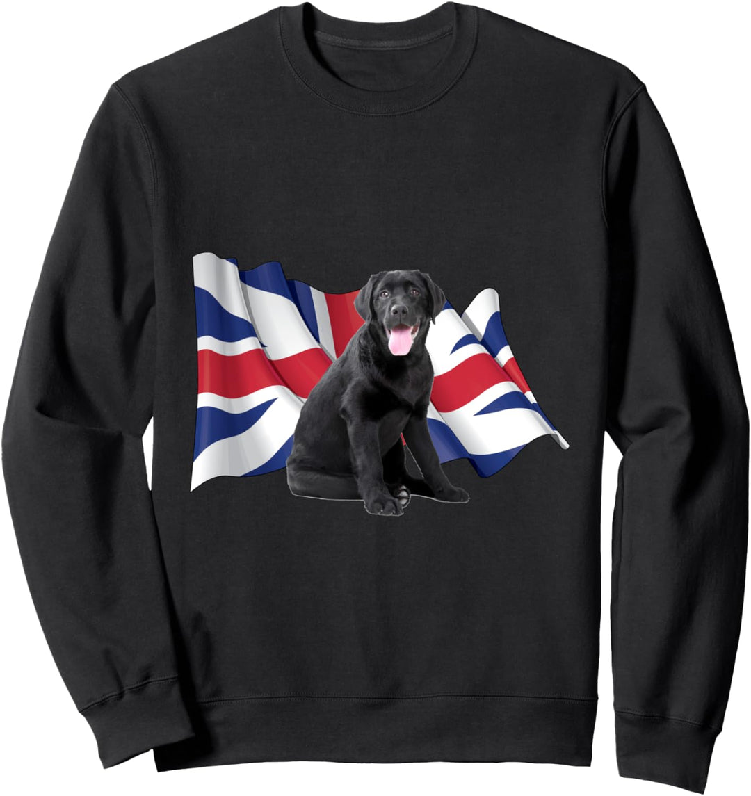 Union Jack Flag Dog Black Lab Sweatshirt