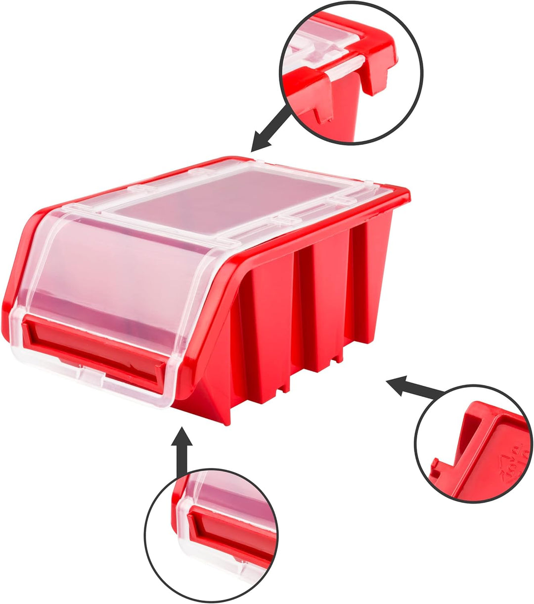 Lagersystem Werkstattregal | 78 x 39 cm | 21 stck. Box | Wandregal mit Stapelboxen - Wandplatten Ext