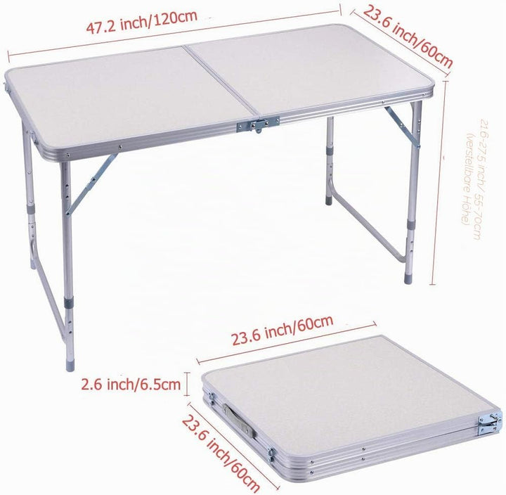 EFAN Klapptisch, 4 m, Campingtisch, robust, tragbar, höhenverstellbar, mit Tragegriff, Kaffeetisch,