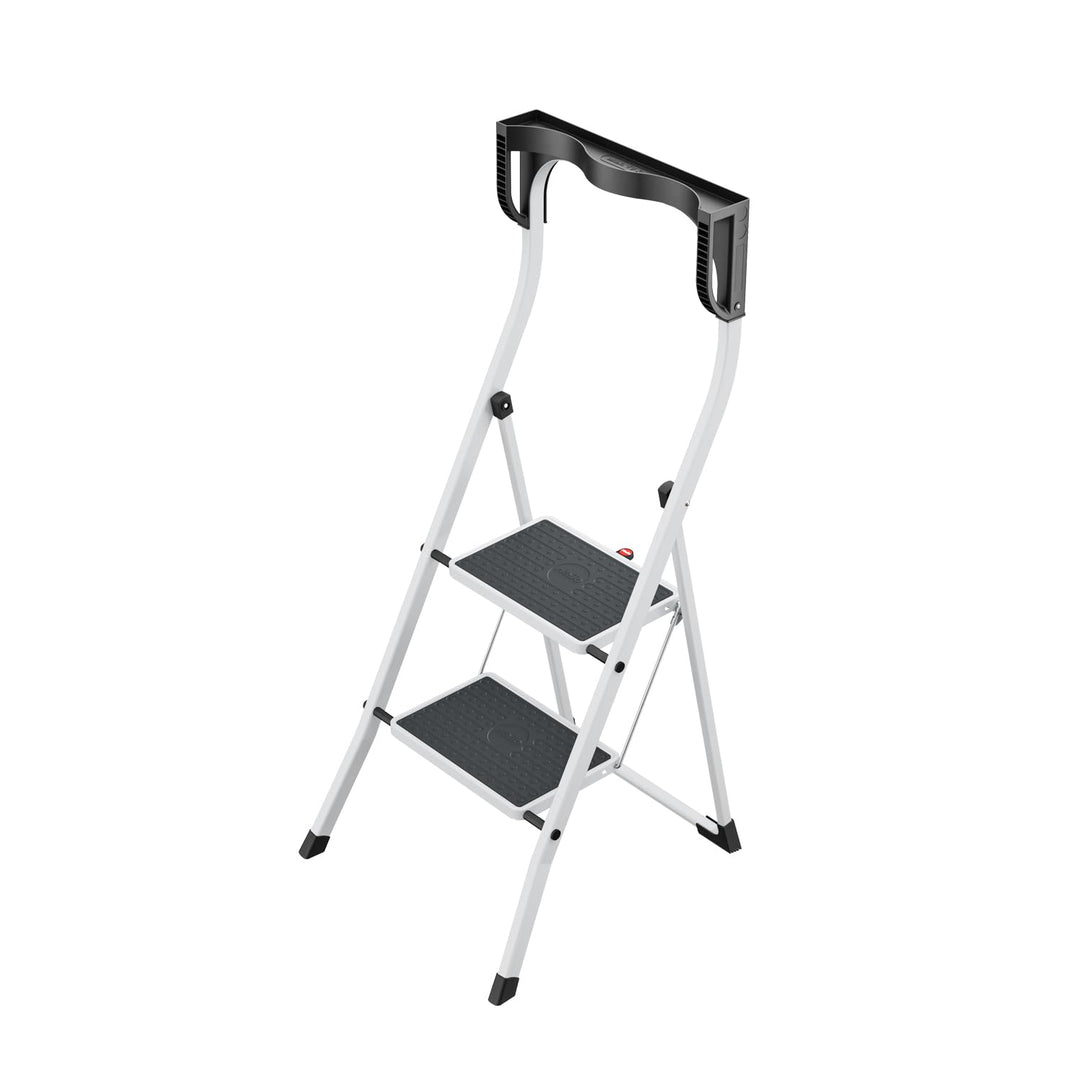 Hailo K75 ComfortLine Klapptritt - 2-stufige Trittleiter aus Stahl mit Sicherheitsbügel und Ablagesc