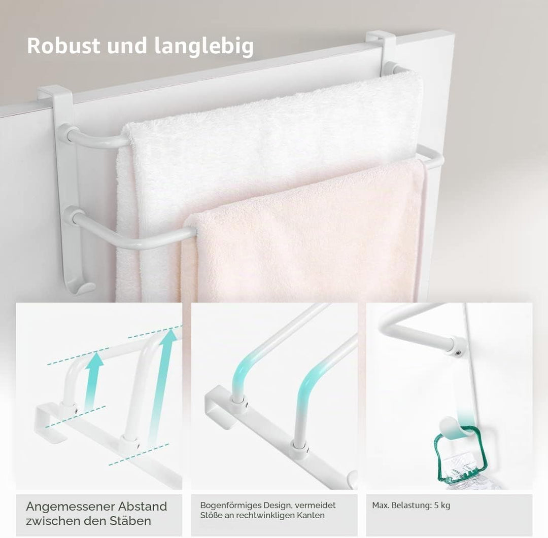EMKE Doppelter Handtuchhalter, Badezimmer über der Tür hängender Handtuchhalter mit Haken, Edelstahl