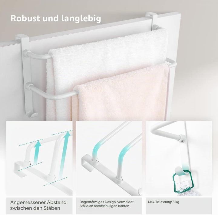 EMKE Doppelter Handtuchhalter, Badezimmer über der Tür hängender Handtuchhalter mit Haken, Edelstahl