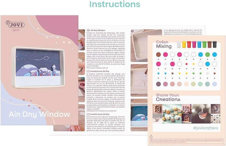 Jovi 2704 DIY Air Dry Window - Bastelset für eine Landschaft aus luftgetrocknetem Ton weiss + Farben