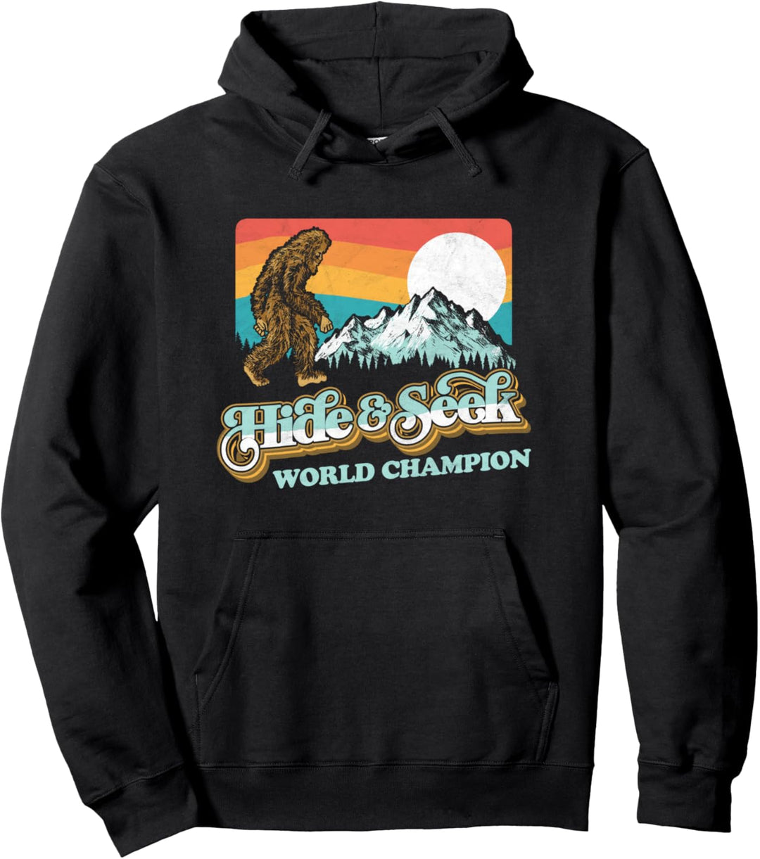 Funny Bigfoot Eighties Hide & Seek Retro Vintage 80s Graphic Pullover Hoodie