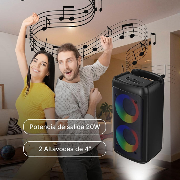 Bluetooth-Lautsprecher BSL-S21 mit Beleuchtung an den Lautsprechern | 2 Lautsprecher mit 4 Zoll | 20