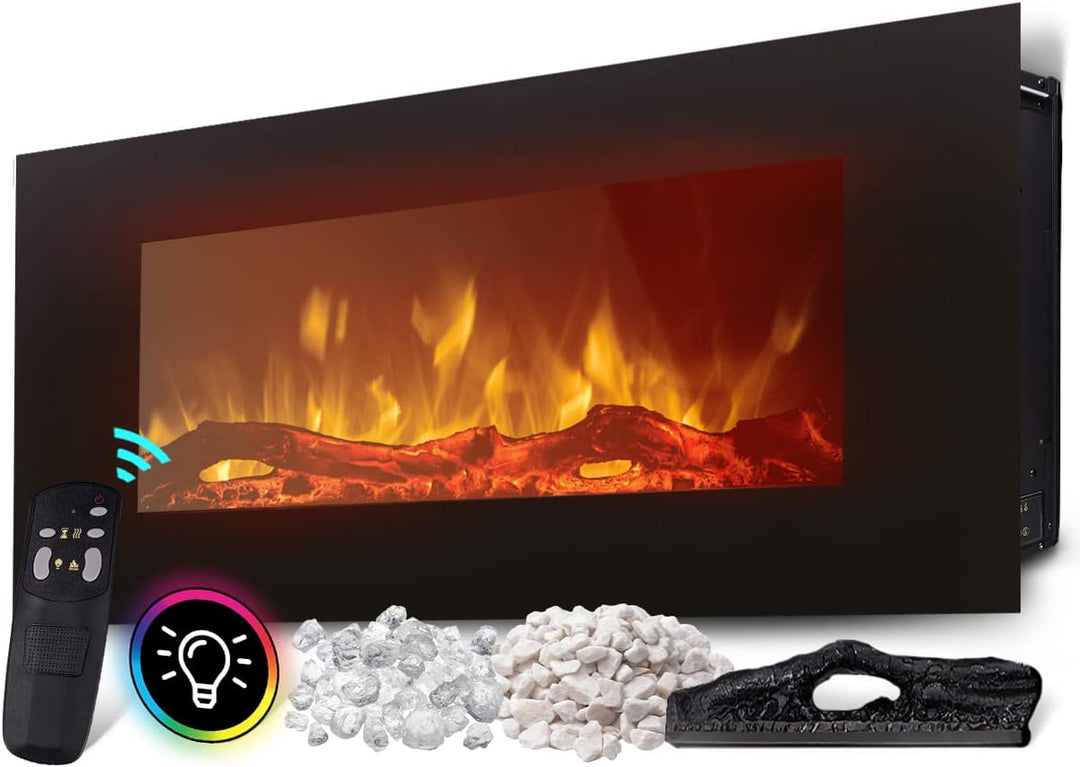 Heidenfeld Elektrokamin HF-WK300 - 𝟯 𝐉𝐀𝐇𝐑𝐄 𝐆𝐀𝐑𝐀𝐍𝐓𝐈𝐄 - 1500 Watt - LED Kamin mit 10 Farben - Fernbedi