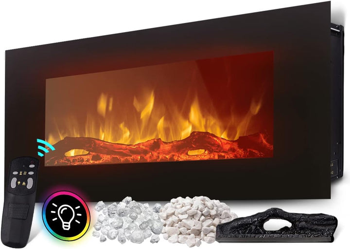 Heidenfeld Elektrokamin HF-WK300 - 𝟯 𝐉𝐀𝐇𝐑𝐄 𝐆𝐀𝐑𝐀𝐍𝐓𝐈𝐄 - 1500 Watt - LED Kamin mit 10 Farben - Fernbedi