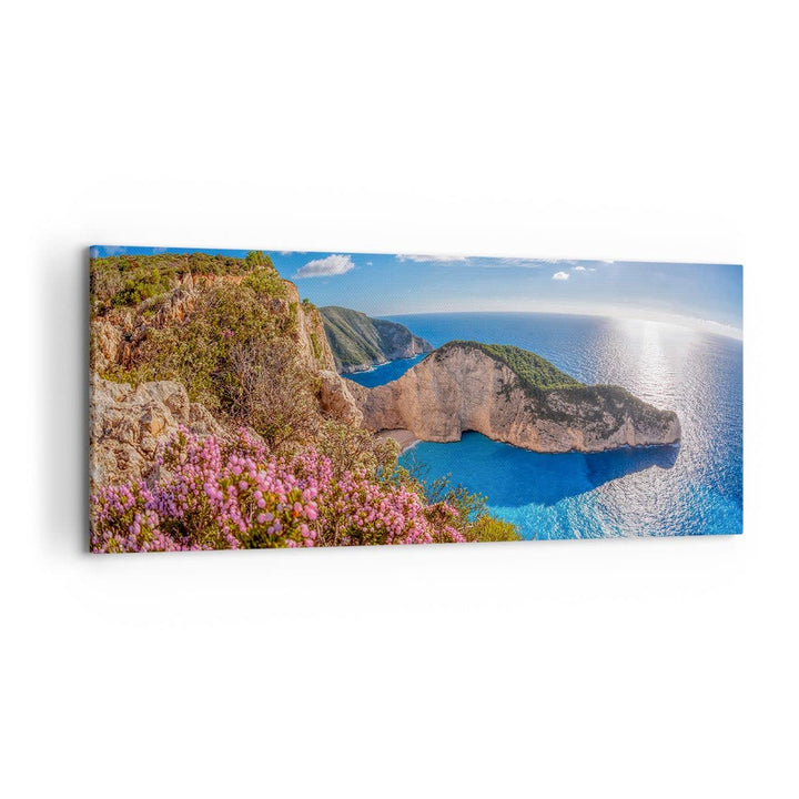 Wandbilder Dekoration Wohnzimmer Meer Sommer Blume Panorama Bilder auf Leinwand 120x50cm Leinwandbil
