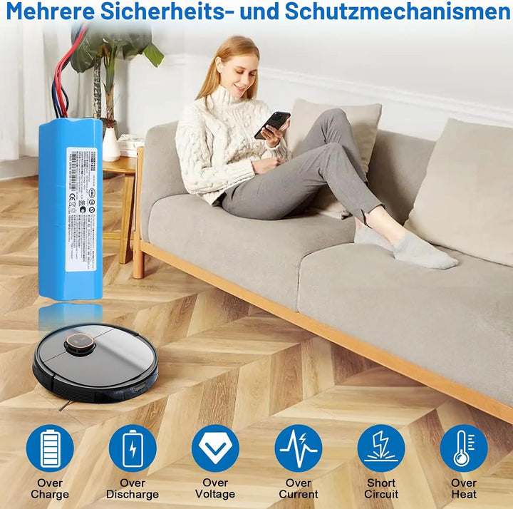 14,4 V 5600 mAh Ersatzakku Kompatibel mit Ecovacs Deebot T5 T9 T9+ T8 T8+ T10 AIVI/Max, Deebot DX65/