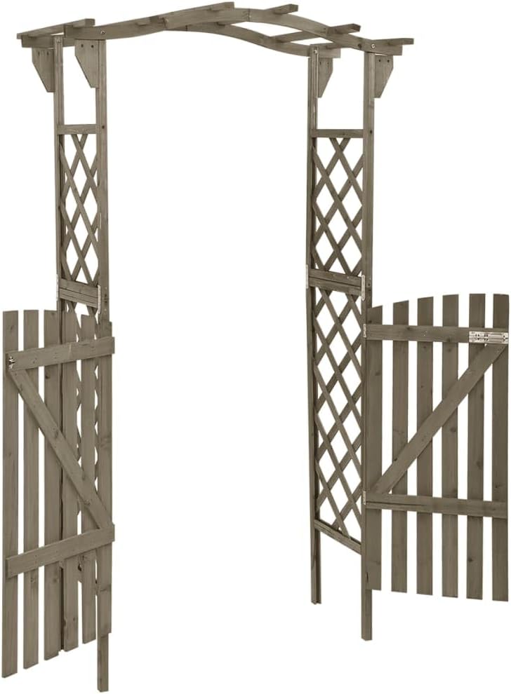 vidaXL Tannenholz Massiv Pergola mit Tor Rosenbogen Torbogen Rankhilfe Spalier Rankgitter Gartenboge