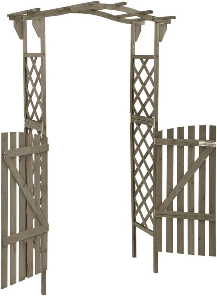 vidaXL Tannenholz Massiv Pergola mit Tor Rosenbogen Torbogen Rankhilfe Spalier Rankgitter Gartenboge