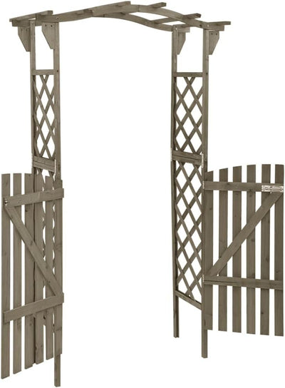 vidaXL Tannenholz Massiv Pergola mit Tor Rosenbogen Torbogen Rankhilfe Spalier Rankgitter Gartenboge