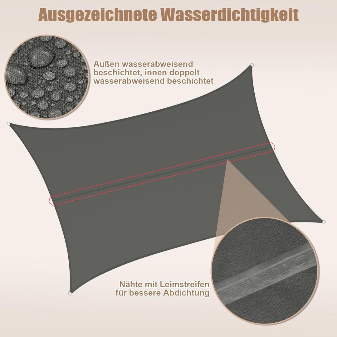 WOLTU PES Sonnensegel 300D Oxfordgewebe Neumaterial mit PU-Beschichtung | 1000MM Wasserstandfestigke