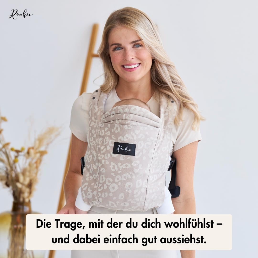 Rookie Babytrage ab Geburt - Ergonomisch, Bequem, Bio-Stoffe - Premium Elite Design - Baby Trage sch