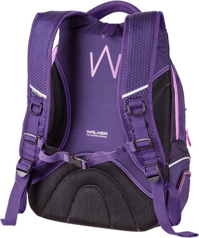 Walker 42011-074 - Schul-Rucksack Fame Twist Violett mit 3 Fächern, Seitentaschen und Gummiseil, Sch