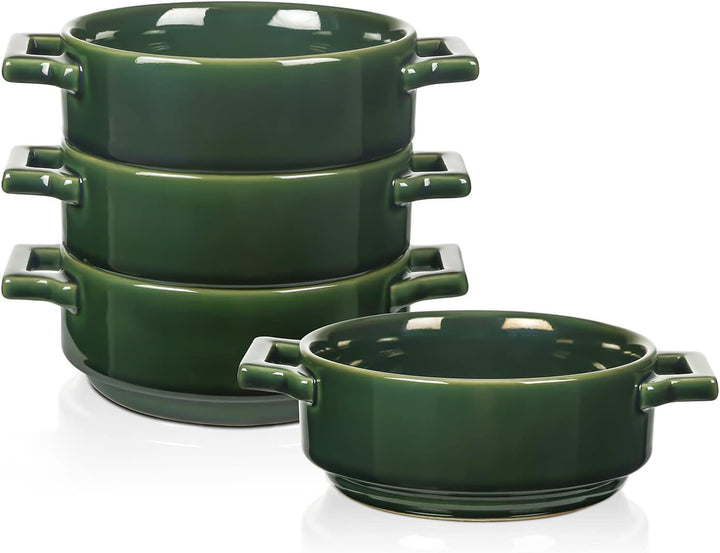 Vicrays Keramik-Suppenschalen mit Griffen, 680 ml, Porzellan-Suppentöpfe für französische Zwiebelsup