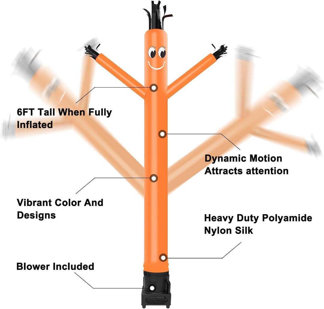 MOUNTO Fliegenpuppe Tänzerin mit 1/3 PS Gebläse, 1,8 m, Orange Orange/Abendrot im Zickzackmuster (Su
