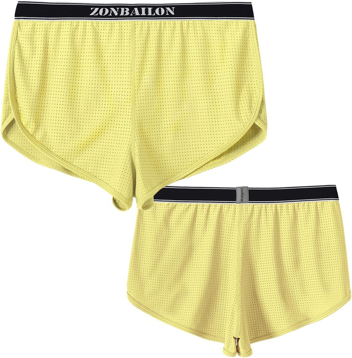 BIATWOWR Herren Transparent Sexy Boxershorts Männer Atmungsaktiv Bequem Unterhose Seitlichem Schlitz