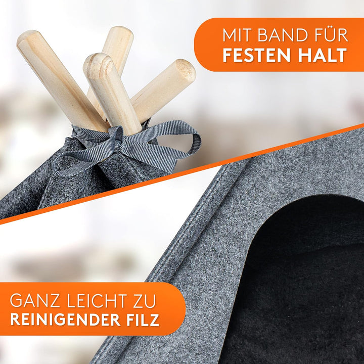 NAPFINO - Gemütliche Hundehöhle &amp; Katzenhöhle - Angenehme Hundehütte Indoor aus Filz - Hundezelt mit