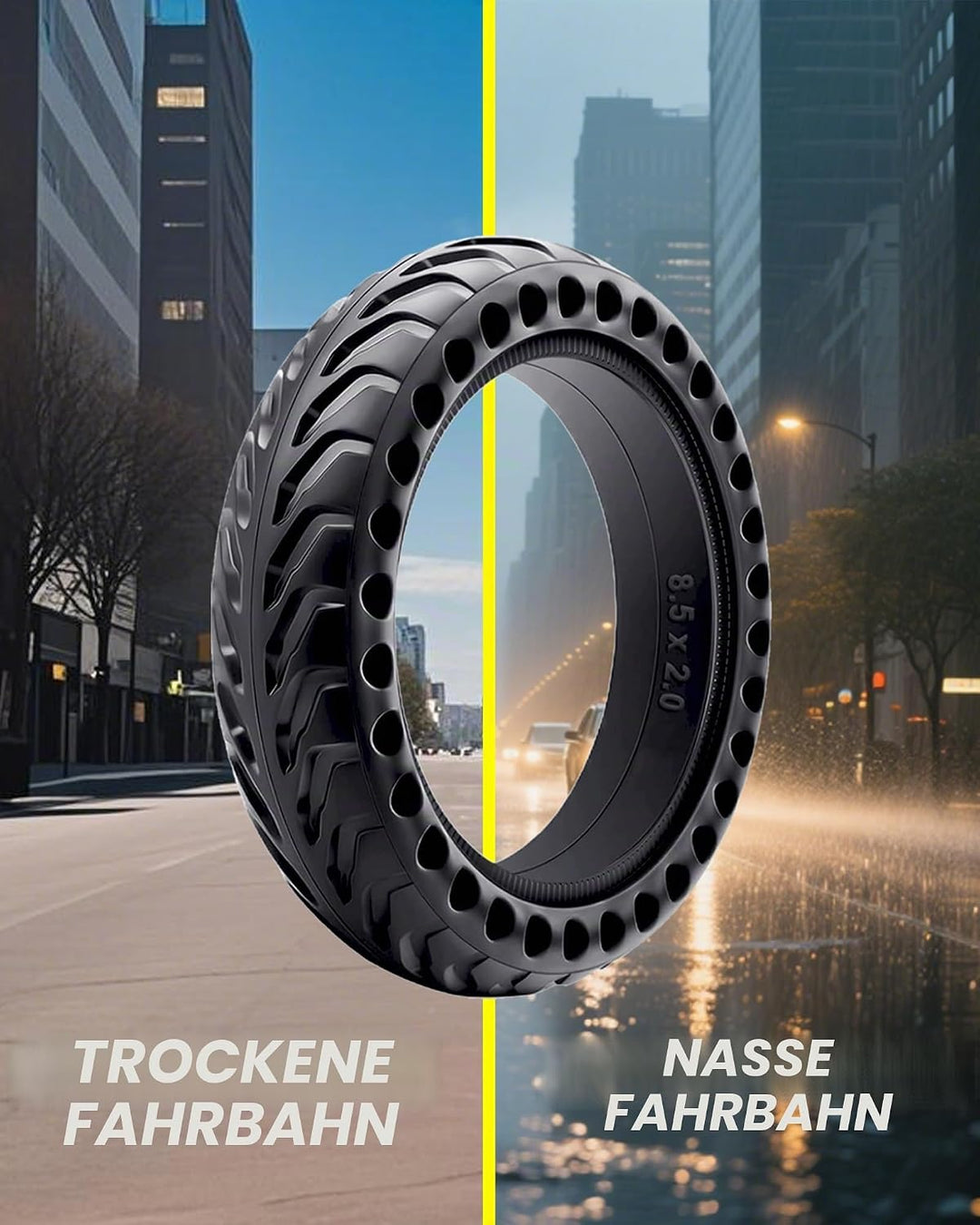 1er-Pack E-Scooter-Reifen 50/75-6.1 Schlauchlose Vollgummireifen, die Auch für die Grössen 8,5 x 2,0