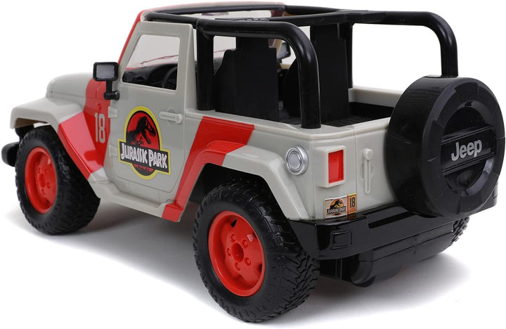 Jada Toys Jurassic Park RC Jeep Wrangler, ferngesteuertes Auto, Dinosaurier, Spielzeugauto mit Ferns