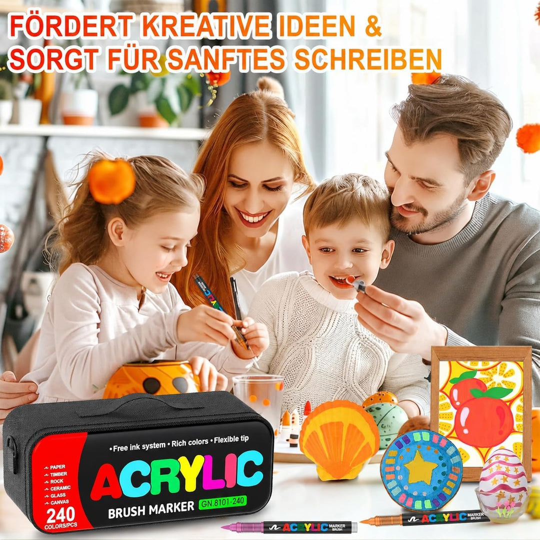 Laconile 240 Farben Acrylstifte Set – Acrylmarker mit Direct Liquid Design, CD-Tasche zum einfachen