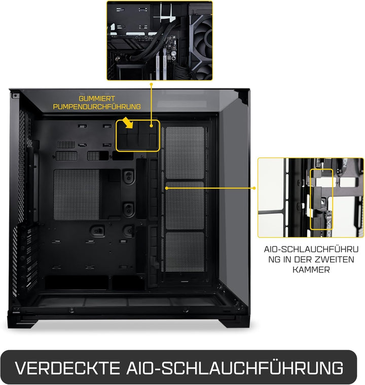 Lian Li O11 Vision Compact Gaming PC Gehäuse ATX Schwarz - Midi Tower PC Gehäuse mit Tempered Glass,