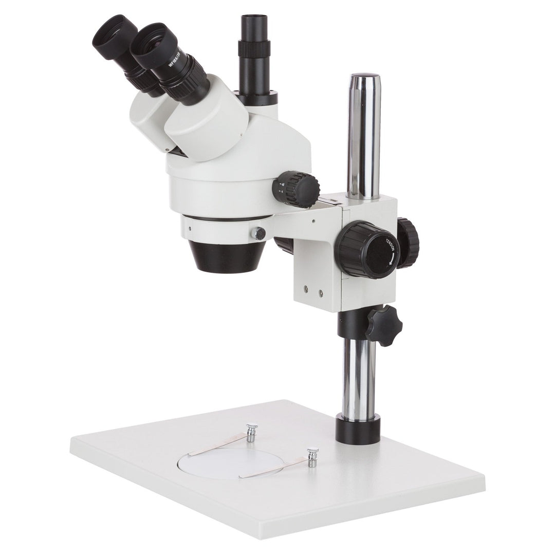 AmScope SM-1T Trinokulares Inspektionsmikroskop mit Extra Grossem Ständer, 7X-45X, Weiss