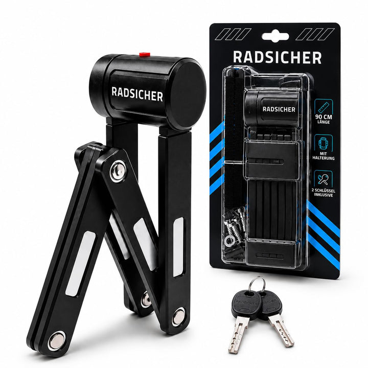 RADSICHER Faltschloss – Robustes Fahrradschloss (90 cm) | Sicherheitslevel 12 | Gehärteter Stahl, We